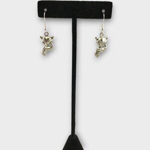 Silver Fox Earrings 925 Sterling Silver Fishhook Ear Wires